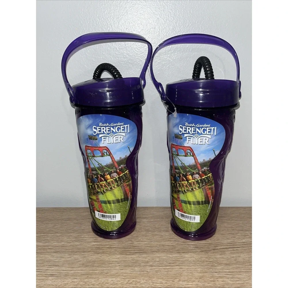 Busch Gardens Tampa Serengeti Flyer Reusable Souvenir Cup w/ Straw 2023 Lot Of 2